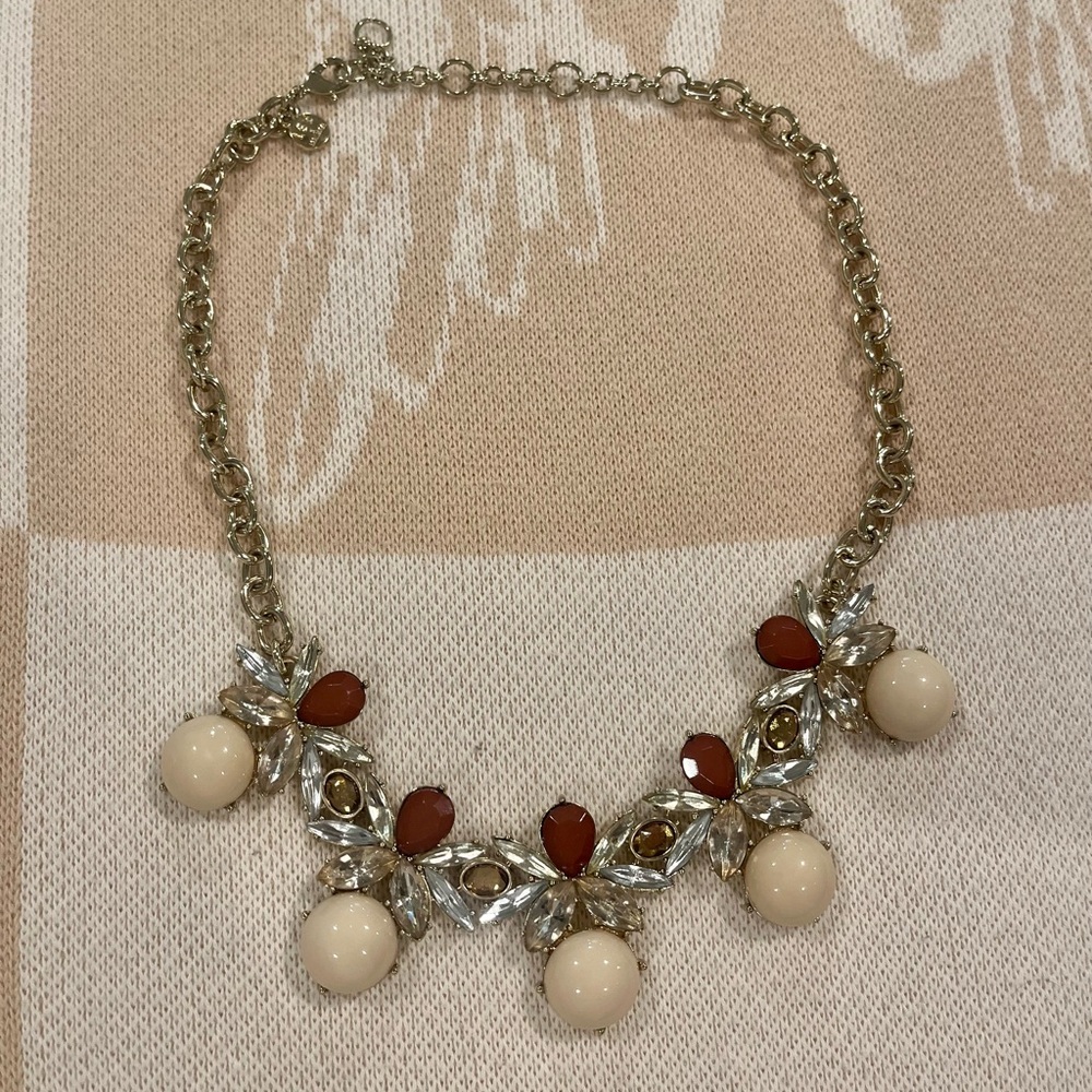 Lee Statement Necklace in Cream and Red